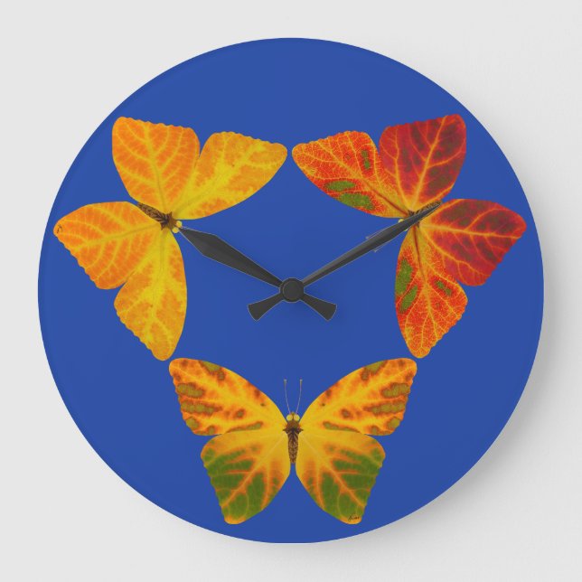 Aspen Leaf Butterflies Large Clock (Front)
