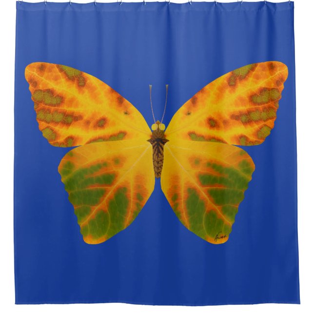 Aspen Leaf Butterfly 1 Shower Curtain (Front)