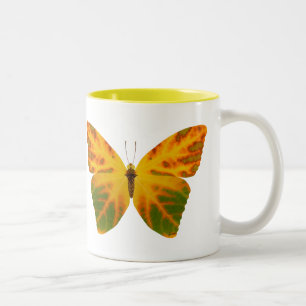 Aspen Leaf Butterfly 1 Two-Tone Coffee Mug