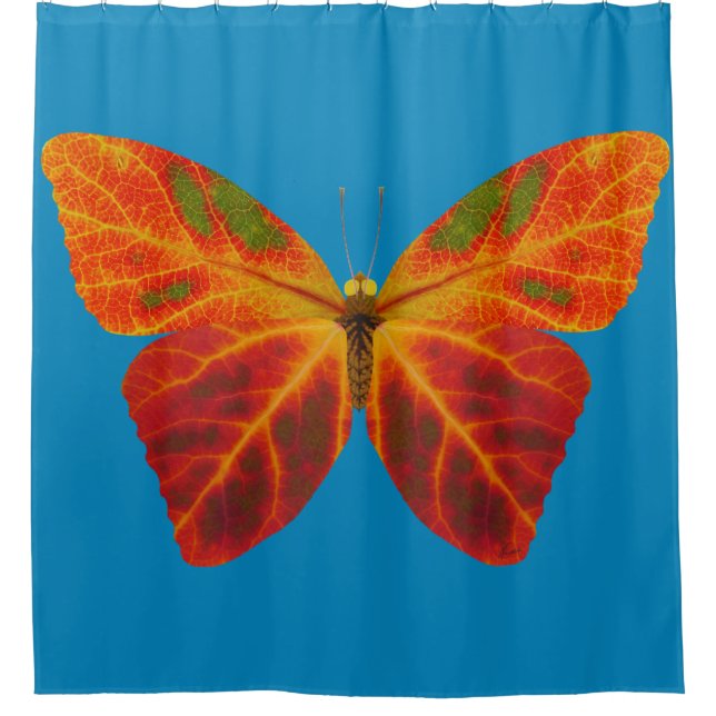 Aspen Leaf Butterfly 2 Shower Curtain (Front)