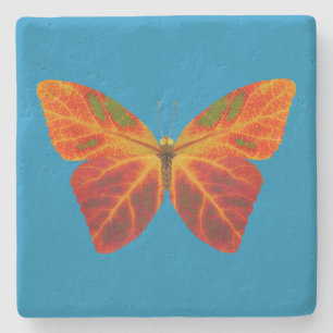 Aspen Leaf Butterfly 2 Stone Coaster