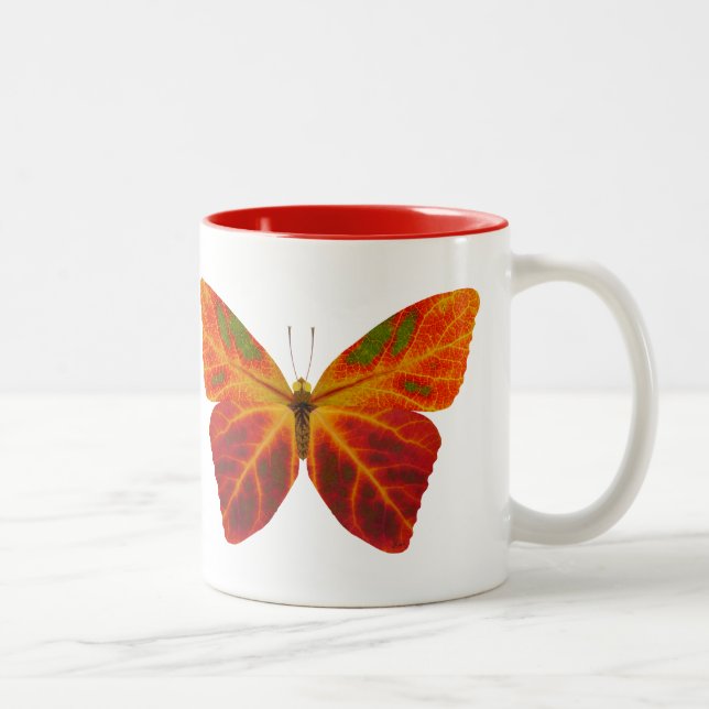 Aspen Leaf Butterfly 2 Two-Tone Coffee Mug (Right)
