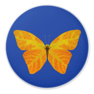 Aspen Leaf Butterfly 3 Ceramic Knob