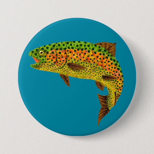 Aspen Leaf Rainbow Trout 1 7.5 Cm Round Badge (Front)
