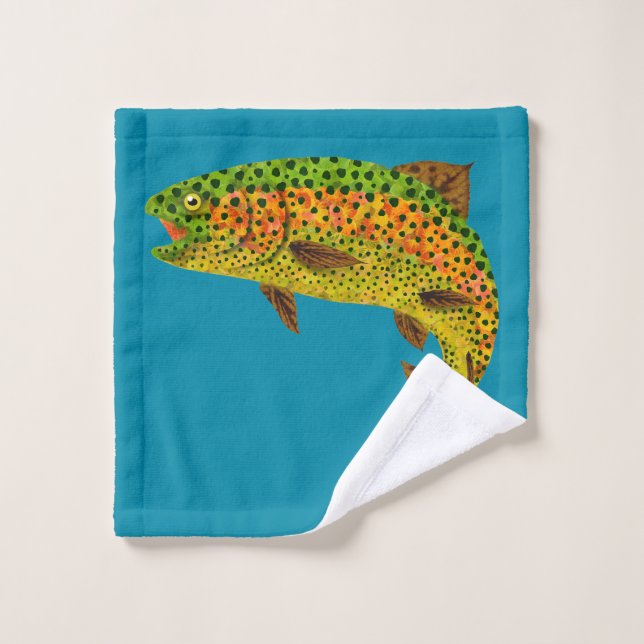 Aspen Leaf Rainbow Trout 1 Bath Towel Set (Wash Cloth)