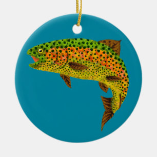 Aspen Leaf Rainbow Trout 1 Ceramic Ornament