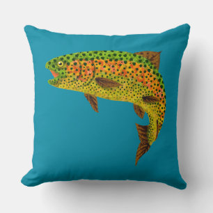 Aspen Leaf Rainbow Trout 1 Cushion