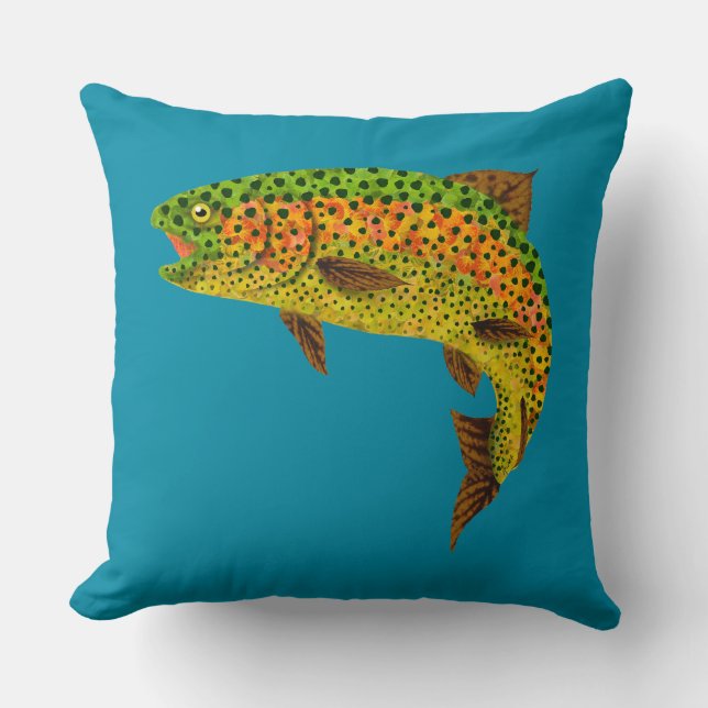 Aspen Leaf Rainbow Trout 1 Cushion (Front)