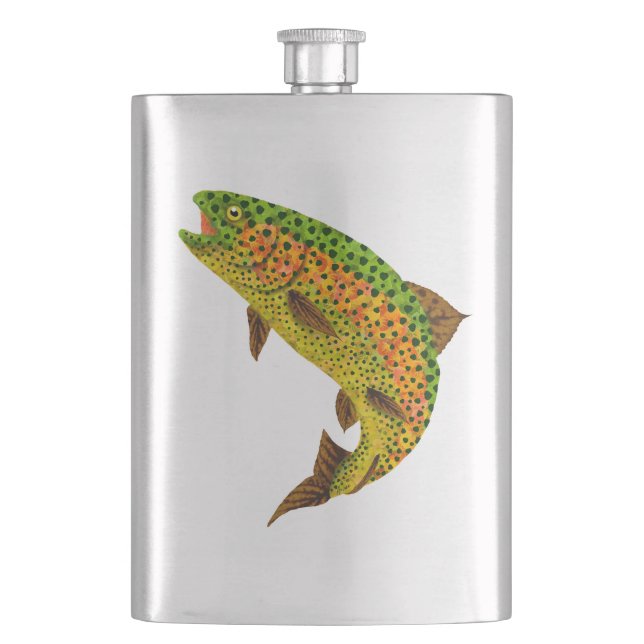 Aspen Leaf Rainbow Trout 1 Hip Flask (Front)