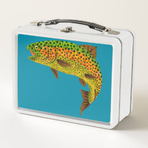 Aspen Leaf Rainbow Trout 1 Metal Lunch Box
