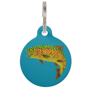 Aspen Leaf Rainbow Trout 1 Pet Tag