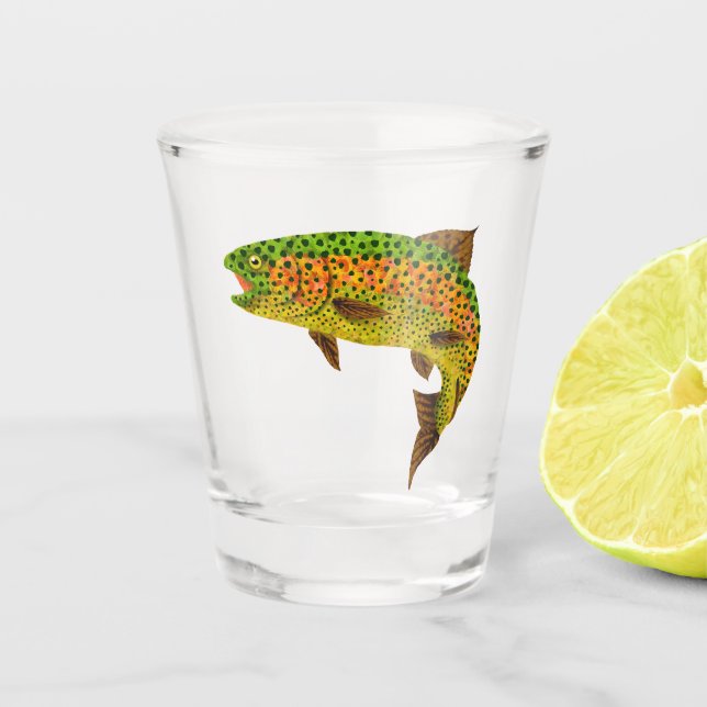 Aspen Leaf Rainbow Trout 1 Shot Glass (Front)