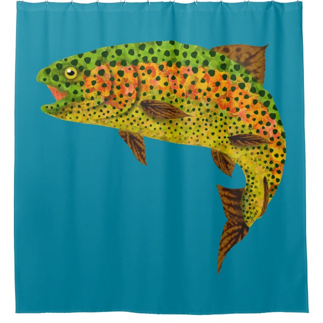 Aspen Leaf Rainbow Trout 1 Shower Curtain (Front)