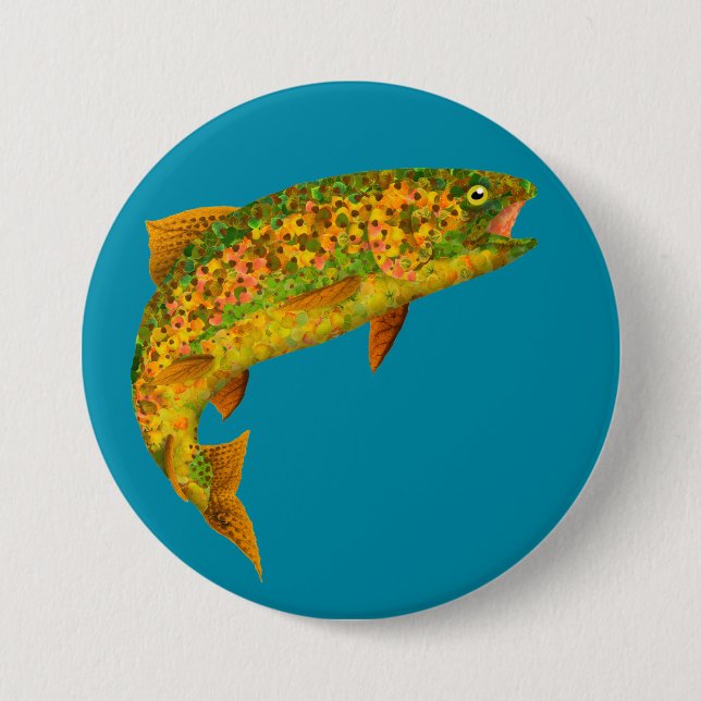 Aspen Leaf Rainbow Trout 2 7.5 Cm Round Badge (Front)