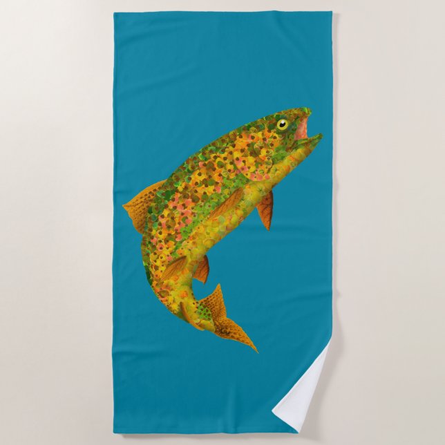 Aspen Leaf Rainbow Trout 2 Beach Towel (Front)