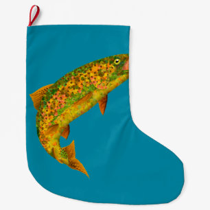 Aspen Leaf Rainbow Trout 2 Large Christmas Stocking