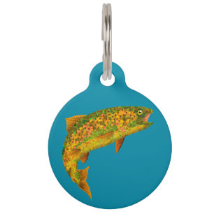 Aspen Leaf Rainbow Trout 2 Pet Tag