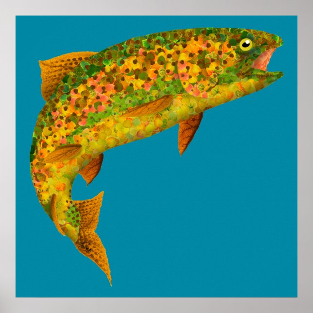Aspen Leaf Rainbow Trout 2 Poster (Front)