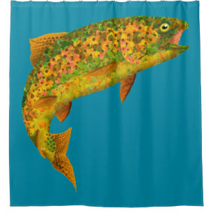 Aspen Leaf Rainbow Trout 2 Shower Curtain
