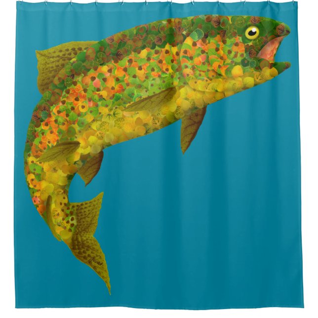 Aspen Leaf Rainbow Trout 2 Shower Curtain (Front)
