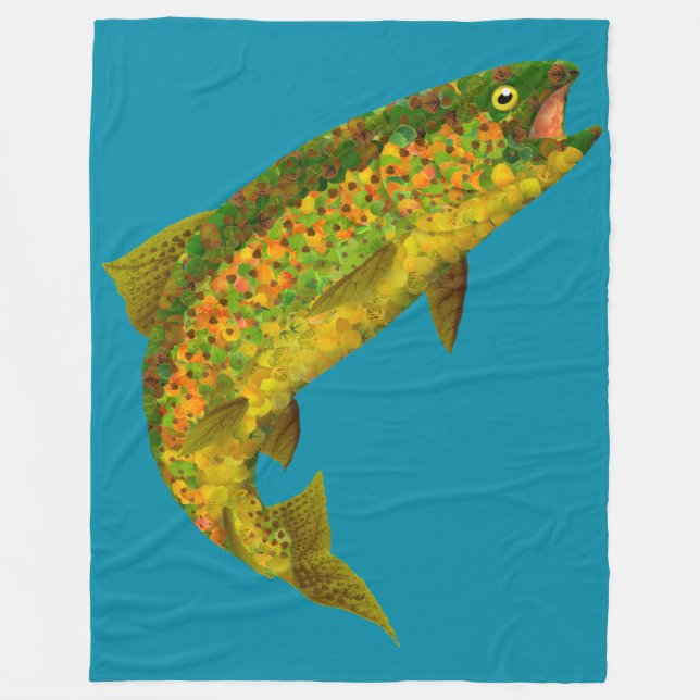 Aspen Leaf Rainbow Trout 3 Fleece Blanket (Front)