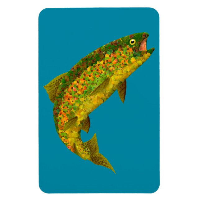 Aspen Leaf Rainbow Trout 3 Magnet (Vertical)