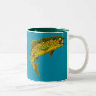 Aspen Leaf Rainbow Trout 3 Two-Tone Coffee Mug