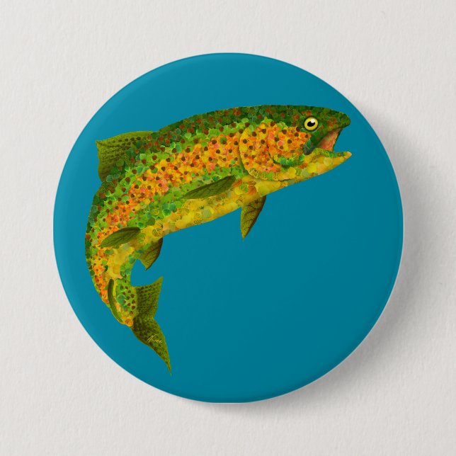 Aspen Leaf Rainbow Trout 4 7.5 Cm Round Badge (Front)