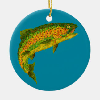 Aspen Leaf Rainbow Trout 4 Ceramic Ornament