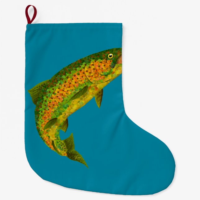 Aspen Leaf Rainbow Trout 4 Large Christmas Stocking (Front)