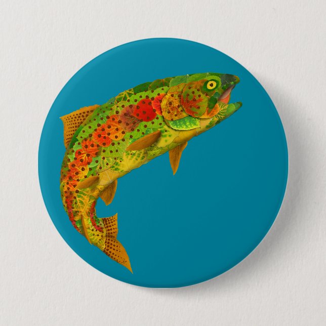 Aspen Leaf Rainbow Trout 5 7.5 Cm Round Badge (Front)