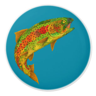 Aspen Leaf Rainbow Trout 5 Ceramic Knob