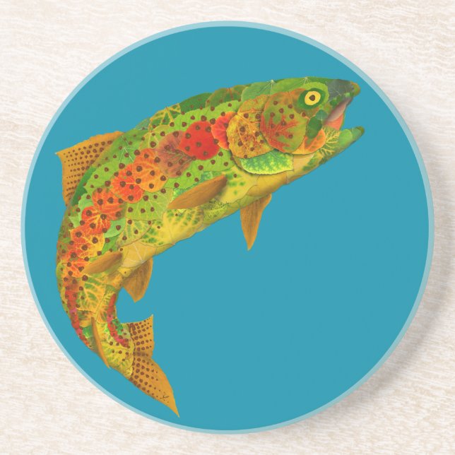 Aspen Leaf Rainbow Trout 5 Coaster (Front)
