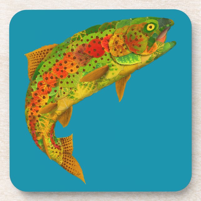 Aspen Leaf Rainbow Trout 5 Coaster (Front)