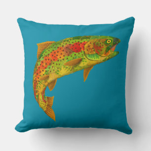 Aspen Leaf Rainbow Trout 5 Cushion