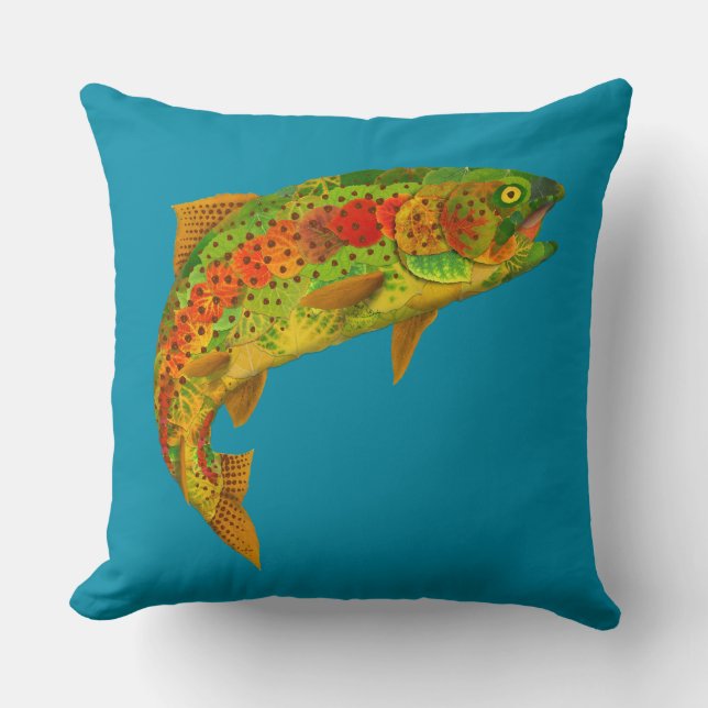 Aspen Leaf Rainbow Trout 5 Cushion (Front)