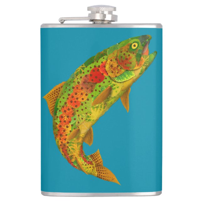 Aspen Leaf Rainbow Trout 5 Hip Flask (Front)