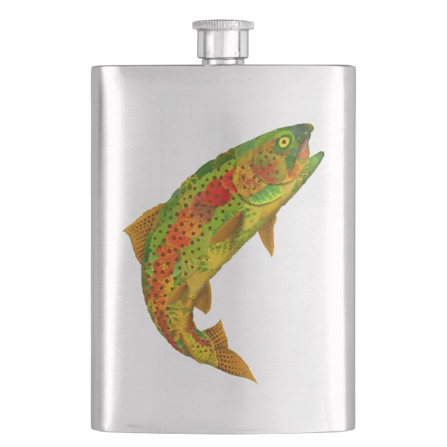 Aspen Leaf Rainbow Trout 5 Hip Flask (Front)