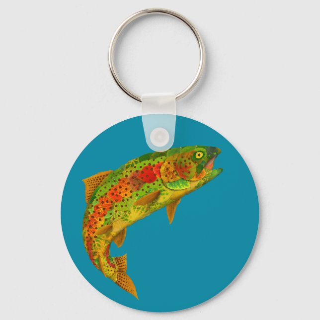 Aspen Leaf Rainbow Trout 5 Key Ring (Front)