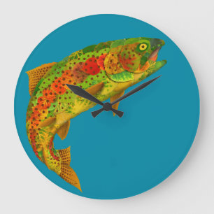 Aspen Leaf Rainbow Trout 5 Large Clock