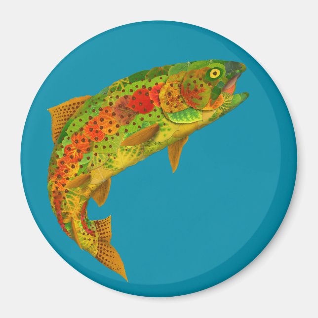 Aspen Leaf Rainbow Trout 5 Magnet (Front)