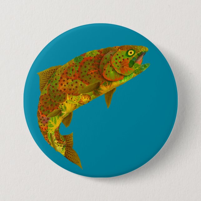 Aspen Leaf Rainbow Trout 6 7.5 Cm Round Badge (Front)