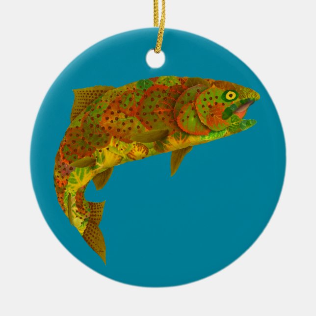 Aspen Leaf Rainbow Trout 6 Ceramic Ornament (Front)