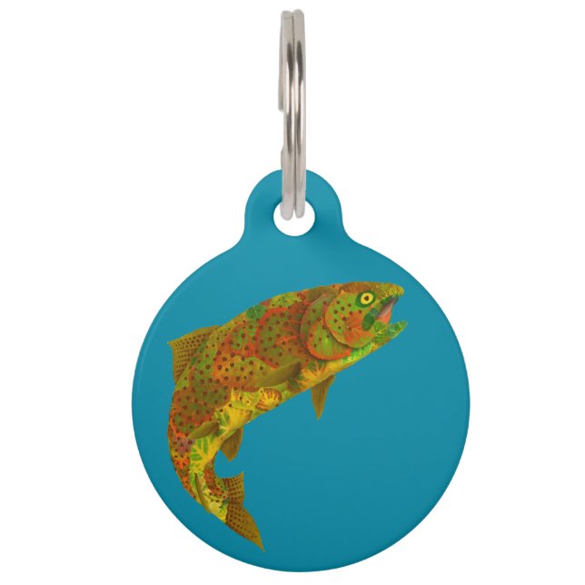Aspen Leaf Rainbow Trout 6 Pet Tag (Front)