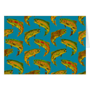 Aspen Leaf Rainbow Trout Seamless Pattern 2018