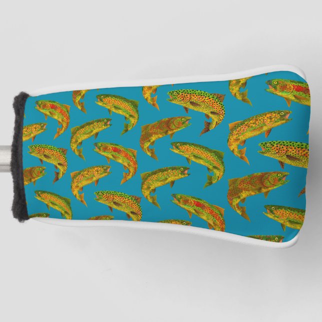 Aspen Leaf Rainbow Trout Seamless Pattern 2018 Golf Head Cover (Front)