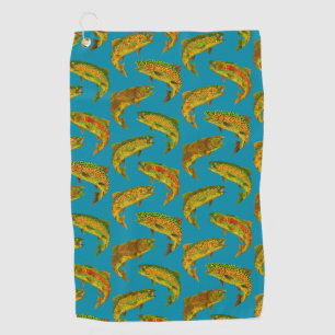 Aspen Leaf Rainbow Trout Seamless Pattern 2018 Golf Towel
