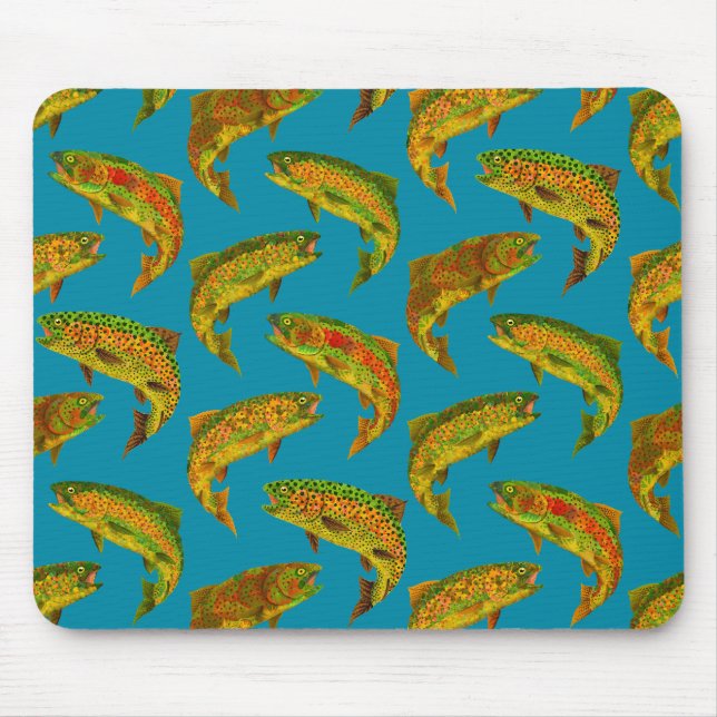 Aspen Leaf Rainbow Trout Seamless Pattern 2018 Mouse Pad (Front)
