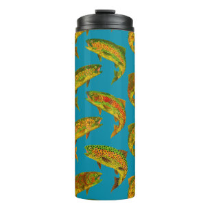 Aspen Leaf Rainbow Trout Seamless Pattern 2018 Thermal Tumbler