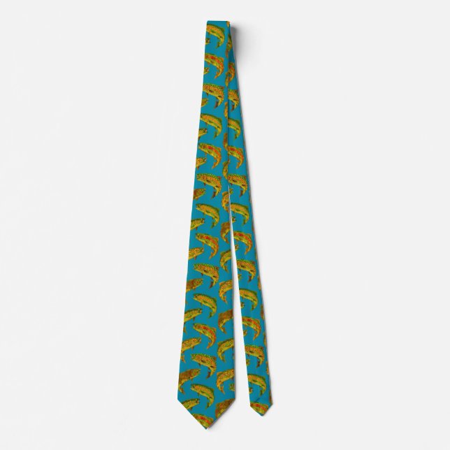 Aspen Leaf Rainbow Trout Seamless Pattern 2018 Tie (Front)